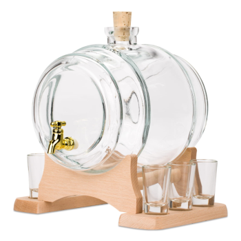 Beczułka / beczka 5 L bezbarwna + kieliszki