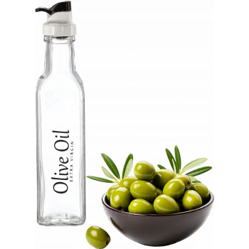 Butelka na oliwę bezbarwna dekorowana 250 ml