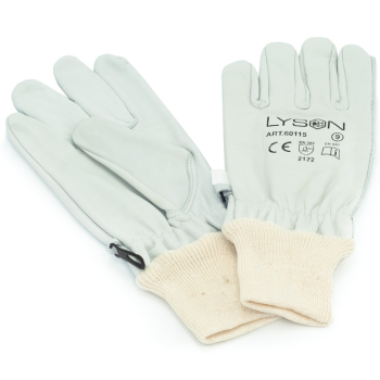 Rękawice skórzane białe, krótkie ze ściągaczem rozmiar M