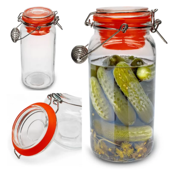 Słoik hermetyczny 2 L z uchwytem i wkładem – szczelny słoik na przetwory i żywność